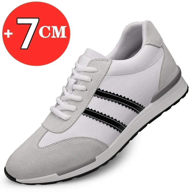 DISCOUNT Men height increasing shoes elevator sneakers insole 7cm white black shoes taller men leisure fashion shoes lift sport shoes